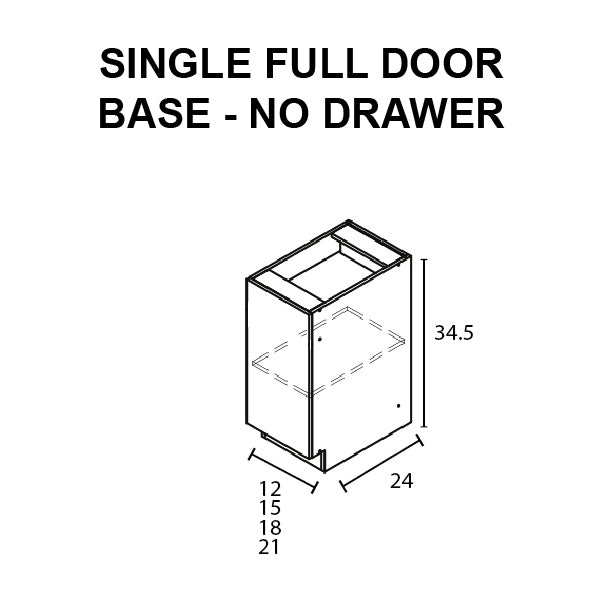 Single Full Door Base Cabinet - No Drawer
