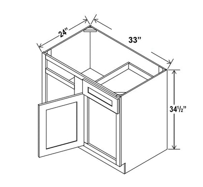 Blind Corner Base Cabinet - Trask - AG-Shaker Aston Green