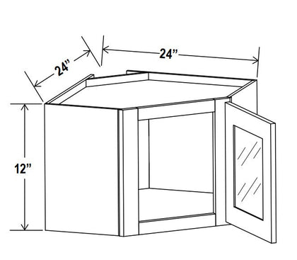 Wall Diagonal Glass Door Corner - Trask - TC-Shaker Treasure Chest