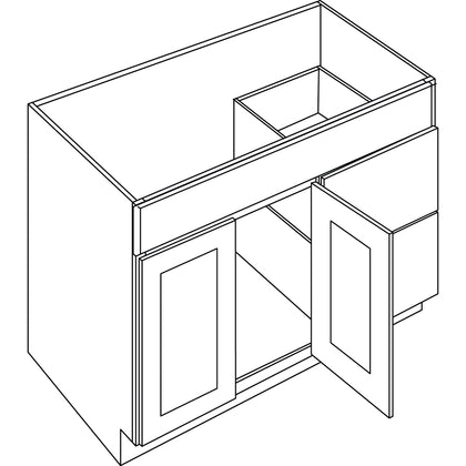 Vanity Base Cabinet Left Drawers Pyramid Smoke Grey