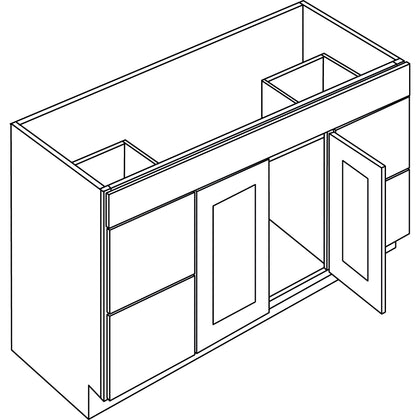 Vanity Base Cabinet with Drawers - Center Sink Pyramid Smoke Grey