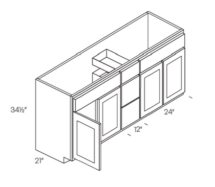 Vanity Base Cabinet with Center Drawers Pyramid Smoke Grey
